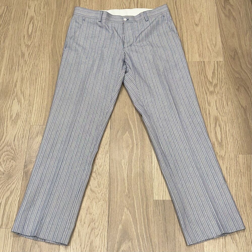 Tiger of Sweden Pinstripe Light Blue Trousers Dress Pants Cotton 32x30
